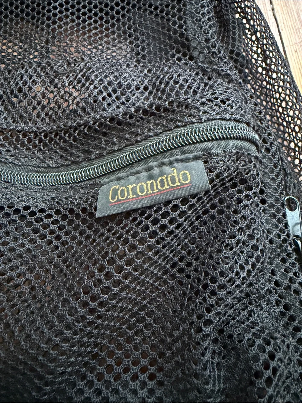 Vintage 00s Coronado black mesh see thru backpack 5x11x17”